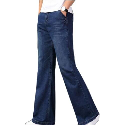 Mens Flare Jeans Flare Jeans Blue Black Loose Large Size Classic Fashion Casual Boots Cut Flare Jeans