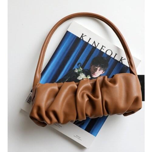 OUSSON 2021New Design Leather Fold Bag Exquisite Female Retro Underarm Bag One Shoulder Bag