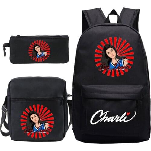 New Pattern Charli D'Amelio Backpack 3pcs/sets men women Mochila Girls Boys Casual Daily Rucksack beautiful Travel Bags School