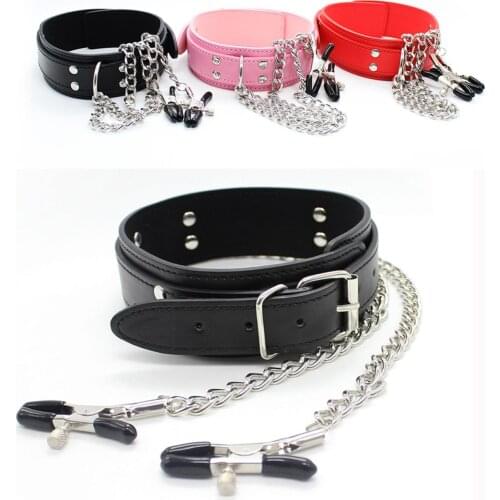 Collar Chain With Nipple Clamps BDSM Bondage Restraint Fetish Sex Toys For Women Adult Games Exotic Accessories SM Products