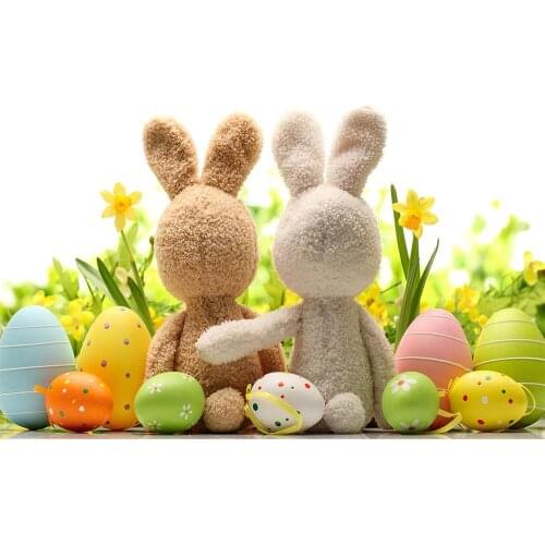 Easter Eggs Rabbits Bokeh Photo Backgrounds Computer Printed Backdrops for Baby Children Home Party Photocall Photography Props
