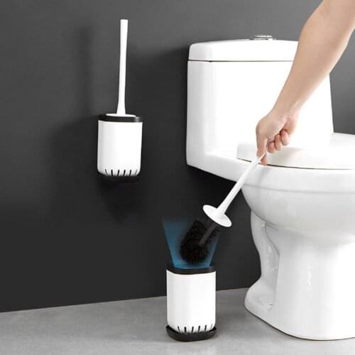 Punch-Free Toilet Brush With Base Durable Self-Volatile Toilet Brush Head Holder Home Cleaning Brush Bathroom Accessories