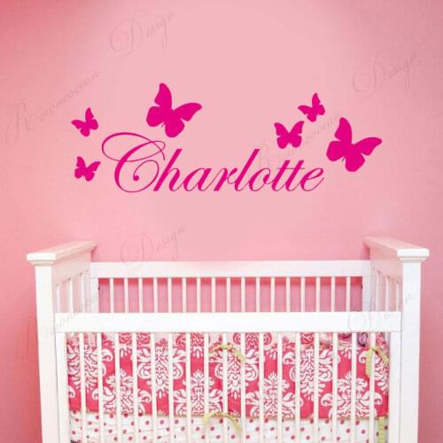 Personalized Girls Name Butterfly Decoration Wall Sticker Vinyl Home Decor Kids Room Bedroom Nursery Decals Cartoon Pattern 4180