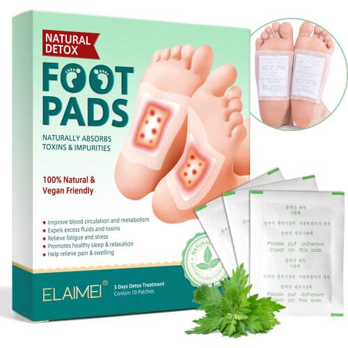 10Pcs/Box Detox Foot Patch Bamboo Pads Patches With Adhesive Plaster Improve Sleep Slimming Loss Weight Foot Sticker Foot Care