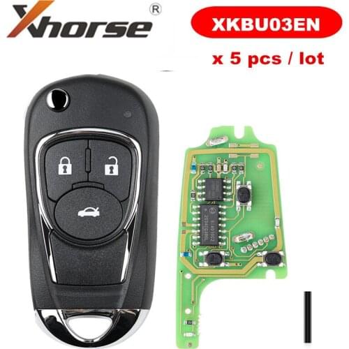 XHORSE XKBU03EN for Buick Style 3 Buttons Wired Universal Remote Key for VVDI VVDI2 Key Tool English Version 5pcs/lot