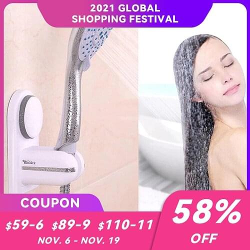 Suction Cup Adjustable Hand-held Shower Head Support Wall Mounted Waterproof Bathroom Shower Head Adapter Bathroom Accessories