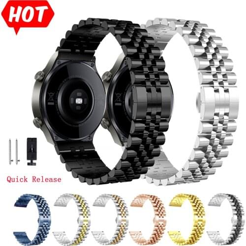 Watch Band for Samsung Galaxy Watch 3 41mm 45 42 46mm Stainless Steel Strap for Huawei Watch GT 2e GT2 46mm Bracelet Wristband