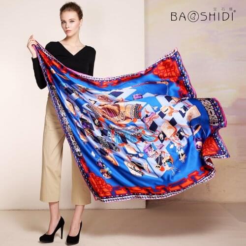 Scarves womens large square scarves versatile mulberry silk shawl spring and autumn winter Hangzhou silk scarf gifts