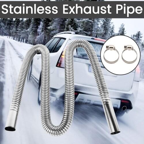 120cm Air Parking Heater Stainless Steel Exhaust Pipe Tube Gas Vent With 2 Clamp Fit Air Diesels Tank Car Heaters Accessories