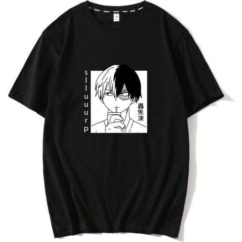 Todoroki Shoto My Hero Academia T-Shirts for Men Boku No Hero Academia Top Japanese Anime Cotton Tee Shirt Short Sleeve T Shirts