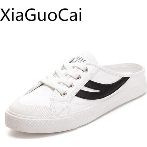 Cute Women Loafers White Shoes Summer 2018 New Lazy Women Canvas Shoes Lightweight Flat Casual Sneakers