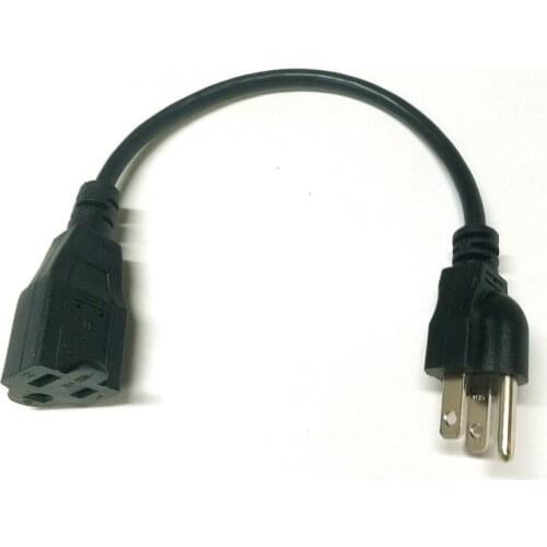 30cm US three hole plug male female 18AWG extension power cord