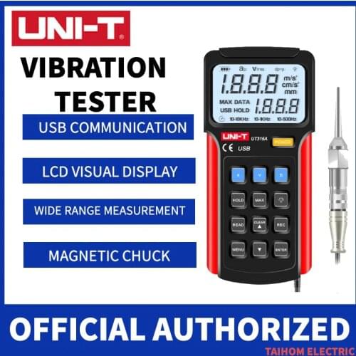 UNI-T Digital Vibration Testers Acceleration Velocity Displacement Measurement USB Connect PC Soft UT315A