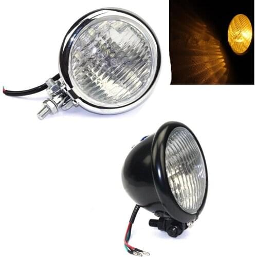 Universal Motorcycle Retro Round 4.5'' Headlight Head Lamp Chopper Bobber Custom Scooter Offroad Cruiser Touring Atv Cafe Racer