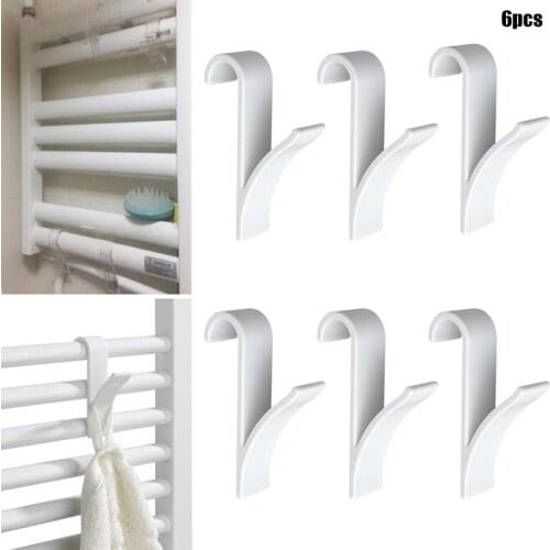 6pcs High Quality Hanger For Heated Towel Radiator Rail Bath Hook Holder Percha bathroom accessories crochet для ванной вешалка