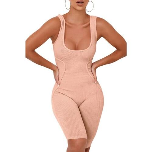 TNNAOFF Knitted Elastic Bodycon Playsuit Tracksuits for Women Sexy One Piece Sleeveless Strapless Streetwear Club Shorts Rompers