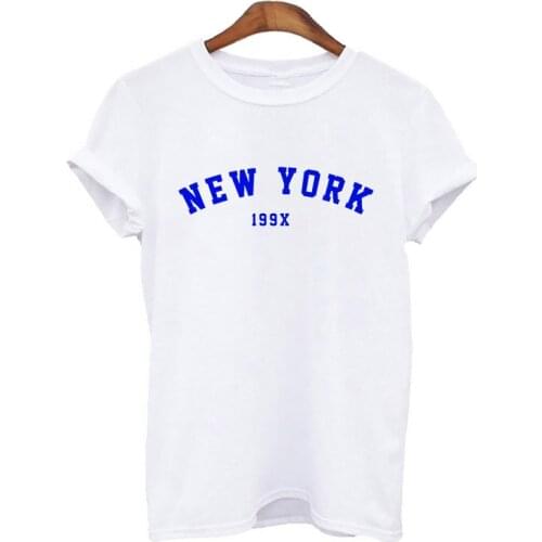 New York Multicolor Letters Print Tshirt Female Harajuku Tshirt Lady Summer Women T-shirt Simple White Short Sleeve Tshirt