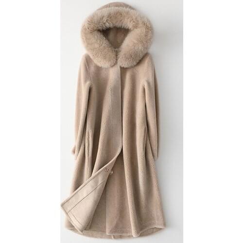 100% Real Wool Fur Coat Winter Clothes Women Fox Fur Collar Woolen Coats Abrigos Mujer Invierno HQ20-ZZH168C Lxr21