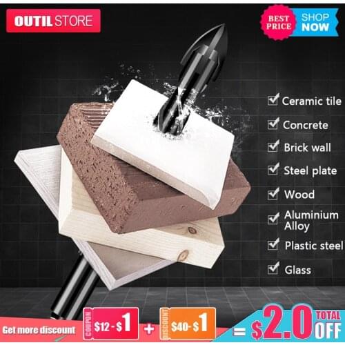 1pcs Alloy Cross Hex Drill Bit Tile For Wood Glass Ceramic Concrete Brick Wall Hole Opener Triangle Home Drilling Cutter Tool