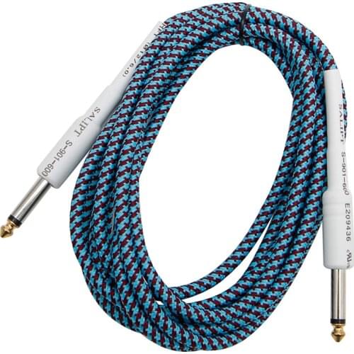 10FT Guitar Bass 6.35mm 1/4" Mono Male to Male Audio Cable Wire Braided Cord