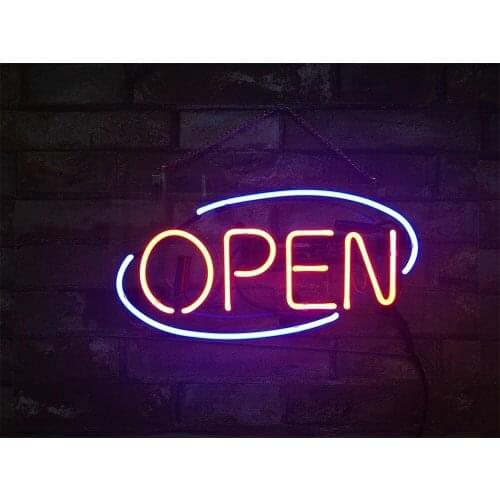 14“ Cafe Open Acrylic Custom Neon Light Lamp Sign Beer Bar Handmade Real Glass BB Decorate Home Wall Room Windows Tube Artwork