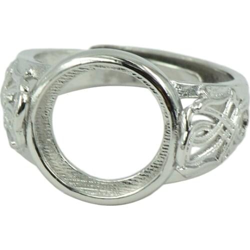 2 Pieces Brass 10mm/12mm Round Bezel Adjustable Flower Ring Blank Setting DIY Handmade Crafts