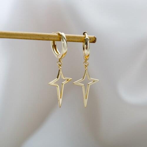 2021 Hot Sale Fashion Hip Hop Ear Buckle Cross Polaris Drop Earrings Korean Elegant Women Men Round Earrings Punk Style Jewelry