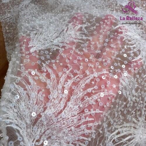 2021 new lace fabric,1 Yard off white lace,light beading lace fabric,good quality lace