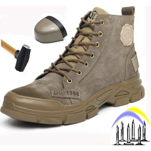 2021 New Personality Tooling Boots Mens Boots Steel Toe Indestructible Anti-Smashing Anti-Stab Safety Shoes Non-Slip Work Boots