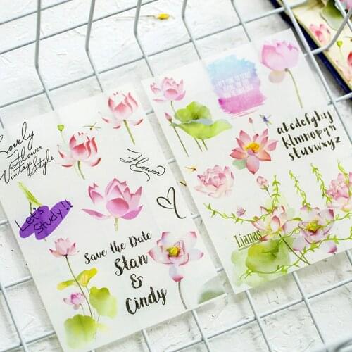 5 sheets/pack Summer Lotus DIY Decoration Stickers Stationery Stickers Escolar Papelari Diary Stickers