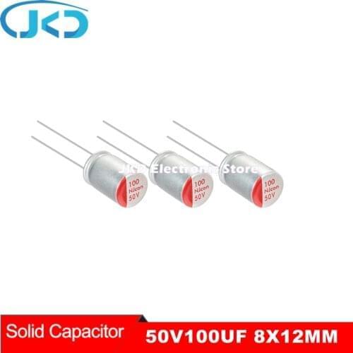 5PCS 50V 100UF 8*12mm New Motherboard Graphics Card Solid Capacitor Low ESR 100UF 50V High Quality