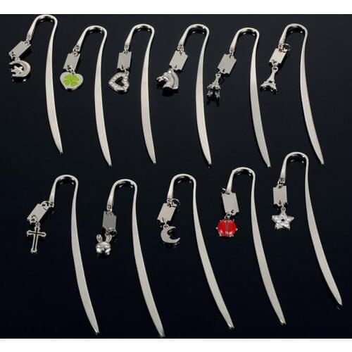 5pcs/set Metal Bookmark Diamond Pendant Student Bookmark Holder Escolar Paper Book Creativity Stationery School Supplies
