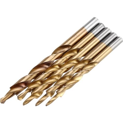 5Pcs Titanium Coating Twist Step Drill Bits for Manual Pocket Hole Jig Master System 8-4/9-5/10-5/10-6/12-8mm Woodworking Tool