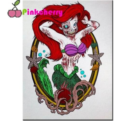 5d Round Diamond Painting Cartoon Zombie Mermaid Full Drill Square Diamond Mosaic Home Decor Handmade Embroidery art k1040