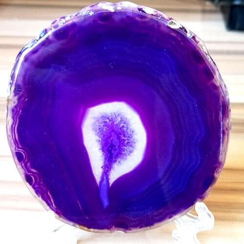 85-90mm purple Agate natural UNIQUE quartz crystal druzy rock thin slice