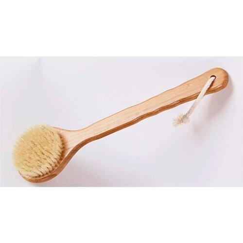 33cm Bamboo Shower Body Brush with Boar Bristle Perfect for Dry Skin Brushing Essential for Cellulite Reduction Skin Exfoliation