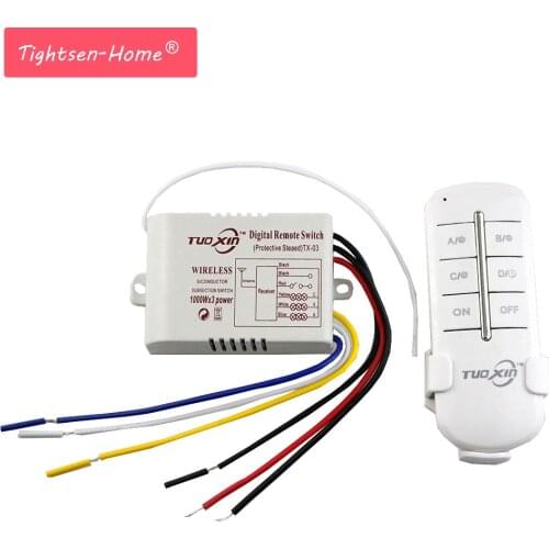 3 Way 220V Wireless ON/OFF Digital Remote Controller Switch Receiver Transmitter For LED Ceiling Panel Lamps Bulbs Garage Door