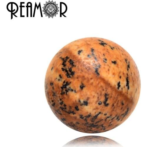 REAMOR Fossil Natural Stone Spacer Gems Beads Round Small Hole Loose Beads Charms For DIY Beaded Bracelet Jewelry Making