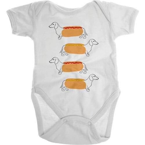 DERMSPE 2019 New Summer Newborn Baby Boys Girls Short Sleeve Letter Cute Four Dogs Romper Jumpsuit Baby Clothes White