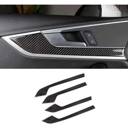 For Audi A4 B9 A4L 2017 2018 Carbon Fiber Car Interior Door Handle Panel Cover Trim