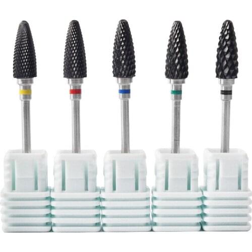 5pcs Black Ceramic Nail Art Drill Bits Miller Manicure Cutter for Nail Drill Manicure Machine Accessory Acrylic Remove Gel Tips