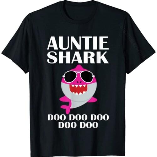 Auntie Shark Shirt Doo Doo Mothers Day Auntie Christmas T-Shirt Slim Fit Top T-Shirts Wholesale Cotton Man Tops T Shirt Hip Hop