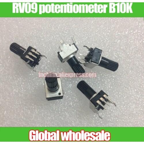 50pcs RV09 sealed potentiometer B10K / 3 foot single joint potentiometer B10K B103 0932 10% precision