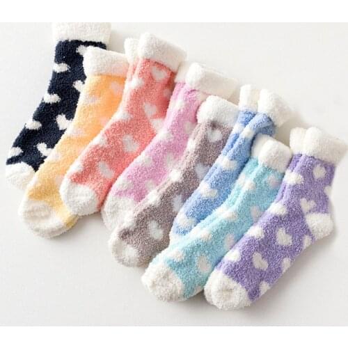 Candy Warm Lady Heart Cute Winter Kawaii Thick Casual Women Socks Fuzzy Fluffy Terry Warm Socks Short Cute Cotton Socks Female