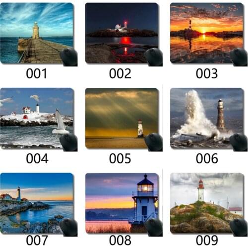 Natural Rubber Mouse Pad Printed with Cloud lighthouse -Stitched Edges