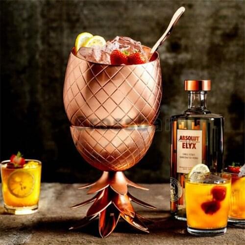 Creative Pineapple Tumbler Cocktail Cups Mugs Copper Gold 500ml 900ml Stainless Steel Beer Cups Cocktail Drinking Bar Tool