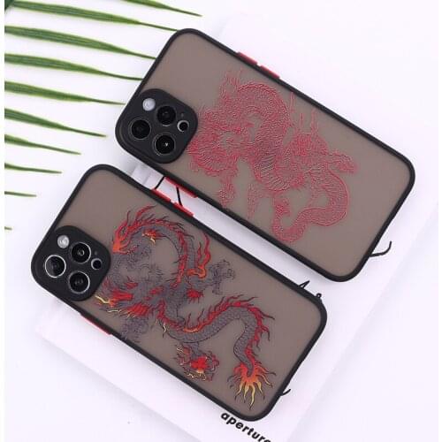 Creative Domineering Dragon Phone Case For iPhone 11 12 Pro Max Mini XS XR X 7 8Plus Matte Lens Protection Phone Cover Coque