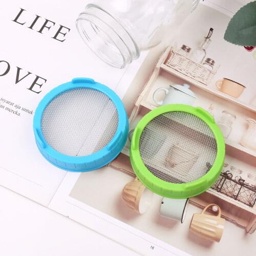 Wide Mouth Mason Jar Lid Kitchen Plastic Sprouting Cap with Stainless Steel Mesh Screen Organic Sprout Seeds Grow Strainer Cover