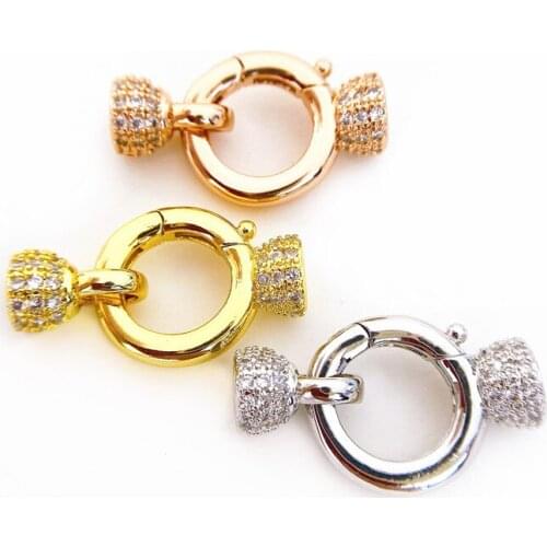 Copper Clasps 18K Gold plated DIY Pearls Jewelry Fittings Fastener Connector Clasps For DIY Gems Pearls Necklace Bracelet Clasp