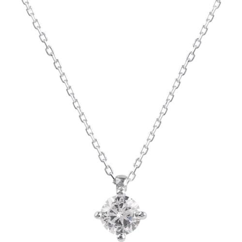 18K Gold Natural Diamond 0.10ct E-F vs Cross Solitaire Necklace WPN3861